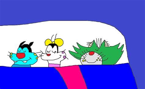 Oggy, Olivia and Jack Sleeping in Bed by MikeJEddyNSGamer89 on DeviantArt