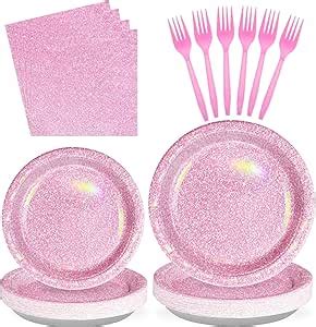 Amazon Pcs Pink Pastel Party Supplies Rainbow Light Pink And