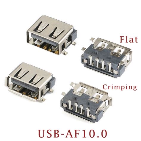 Pz Lotto Smd Usb Tipo A Femmina Jack Pin Af Pcb Socket Nero