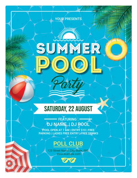 Summer Pool Party Flyer Template Postermywall