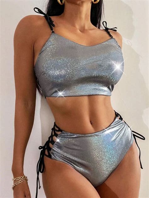 Lingerie Sexy Pour Femme En Deux Pi Ces De Sangle Laser De Couleur Unie