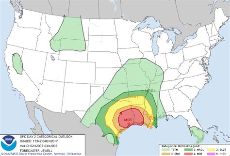 Storm Prediction Center Apr 1 2017 1730 UTC Day 2 Convective Outlook