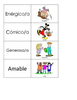 Spanish Flashcards Personality Adjectives By The Siegel Spot TPT