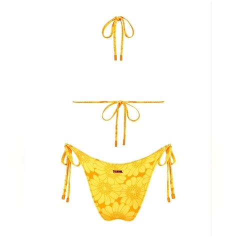 Triangl Orange Floral Bikini Set Size Small Top Depop