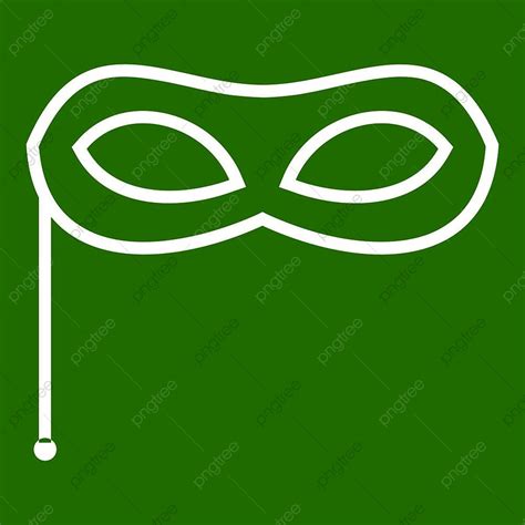 Carnival Mask Icon White Isolated On Green Background Fashion Sign