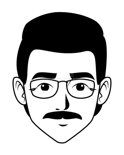 Indian Man Face Avatar Cartoon in Black and White Stock Vector - Illustration of beauty, dress ...