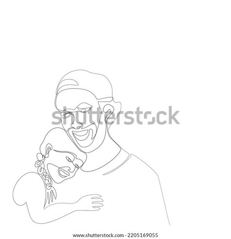 Young Father Hugging Daughter His Armfront Stock Vector Royalty Free