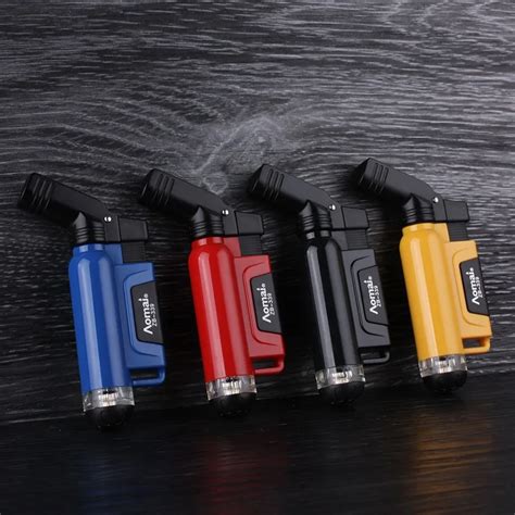 Color Random Windproof Trip Torch Jet Flame Refillable Butane Gas Lighter Cigarette Cigar