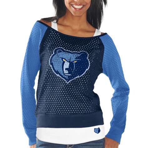 Womens Memphis Grizzlies Navy Blue Holy Raglan Long Sleeve Top And