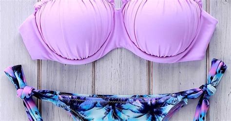 How To Chic LILAC AND TROPICAL PRINT BIKINI