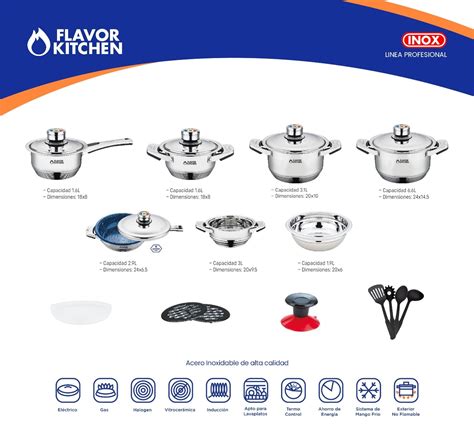 Batería De Cocina Flavor Kitchen Profesional 20 Piezas