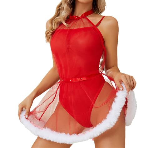 Europe Sexy Passion Temptation Women One Piece Uniform Suit Christmas Underwear Dress Lingerie
