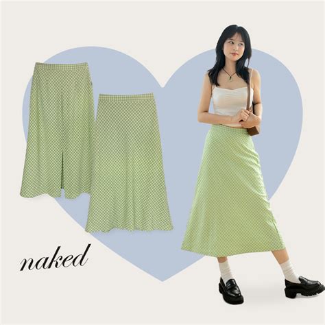 Chân váy dài kẻ caro xẻ sau Naked by V Midi Plaid Skirt Shopee Việt Nam