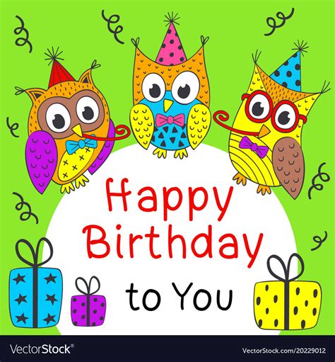 Birthday Card With Owl Royalty Free Vector Image Hot Sex Picture