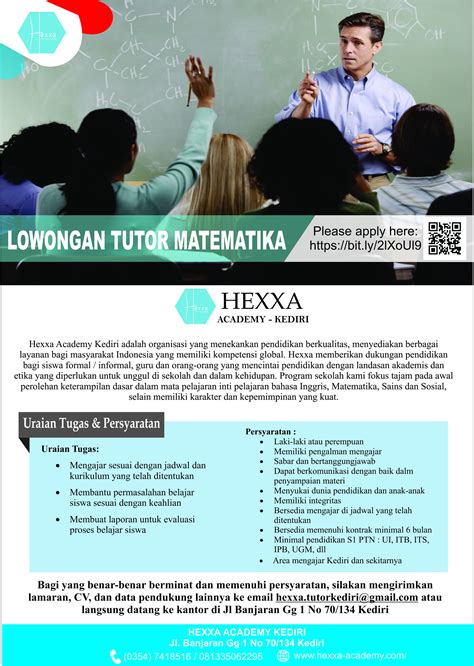 Lowongan Guru Matematika Fulltime Atau Parttime Hexxa Academy Kediri