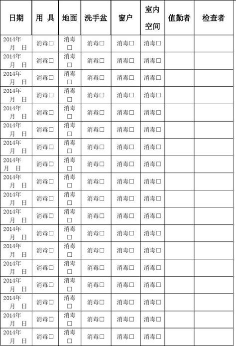 卫生保健室卫生消毒记录表word文档在线阅读与下载无忧文档