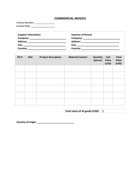 Free Printable Commercial Invoice Templates Word Pdf Excel