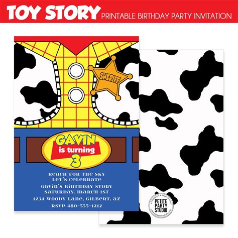 Toy Story Woody Theme Printable Birthday Party Invite Petite