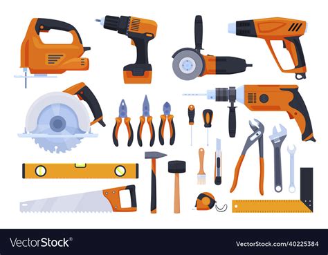 Building Working Tools Set Flat Royalty Free Vector Image