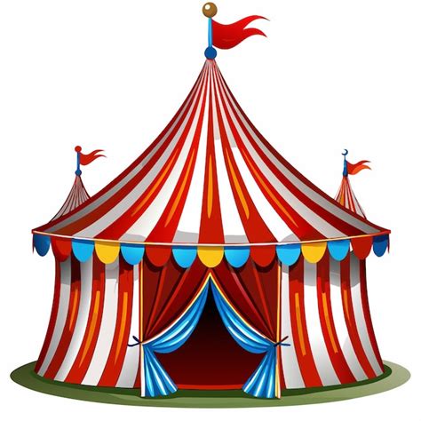 Minimalistic Circus Tent Drawing With Lights And Flag White Background