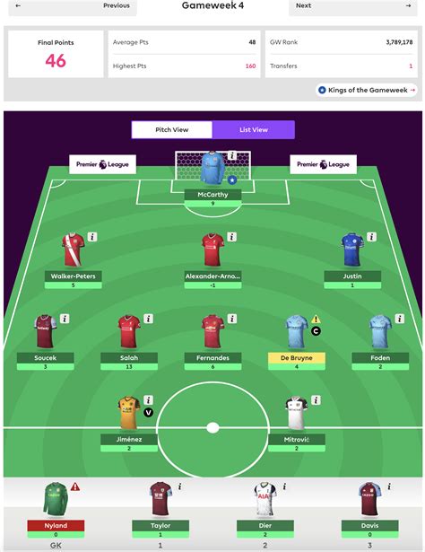 Fpl Gameweek 5 Team Reveal Fantasy Football Community