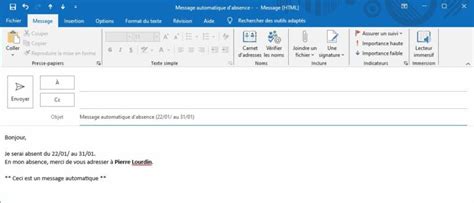 Outlook Mettre Un Message D Absence Malekal