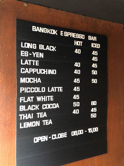 Menu At Bangkok Espresso Bar Est 2012 Bangkok Phahonyothin Rd