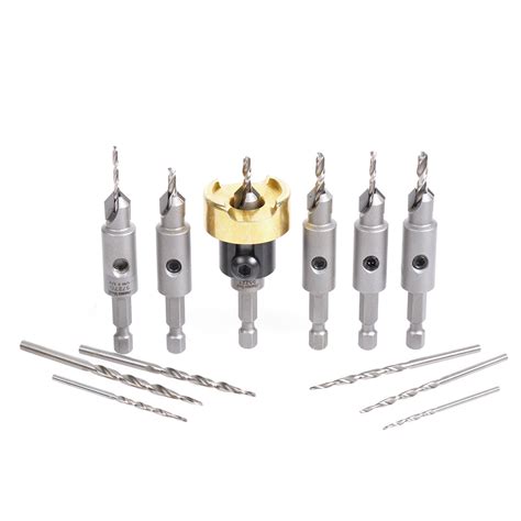 Ams 630 12 Pc Carbide Tipped Countersink With Adjustable Depth Stop And