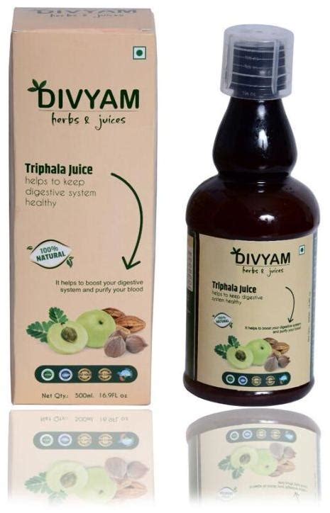 Divyam Liquid Herbal Triphala Juice Certification Fssai Packaging