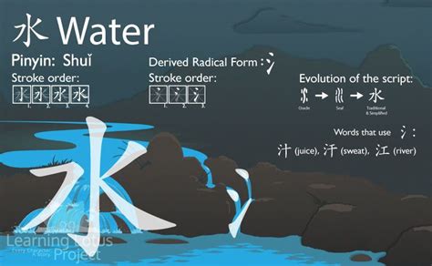 水 （shuǐ） water | Learn japanese, Mandarin chinese learning, Learn chinese