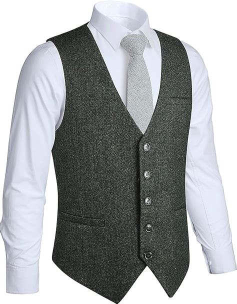 Hisdern Hommes Formelle Fete De Mariage Boutons En Laine Gilet En