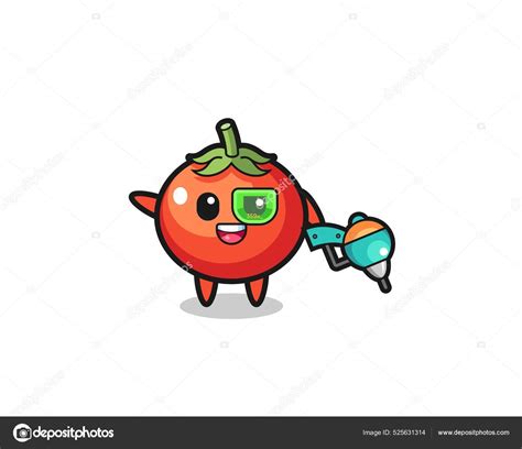 Tomatoes Cartoon Future Warrior Mascot Cute Design Stock Vector By