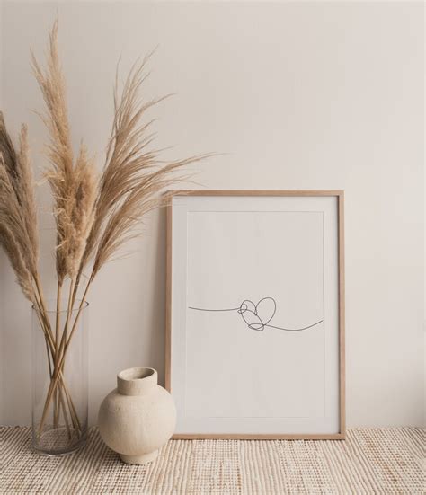 Hart Line Art Print Line Drawings Heart Love Print Heart Etsy