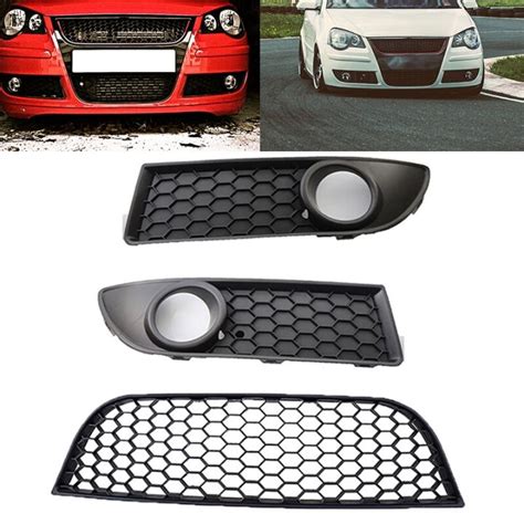 Possbay Front Lower Bumper Center Fog Light Cover Foglamp Hood Grilles