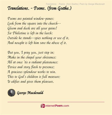 Translations. - Poems. (from Goethe.) Poem by George Macdonald