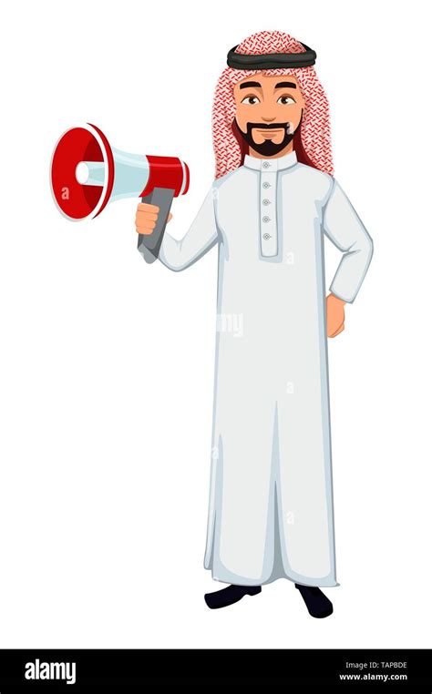 Modern Arab Business Man Holds Loudspeaker Successful Businessman