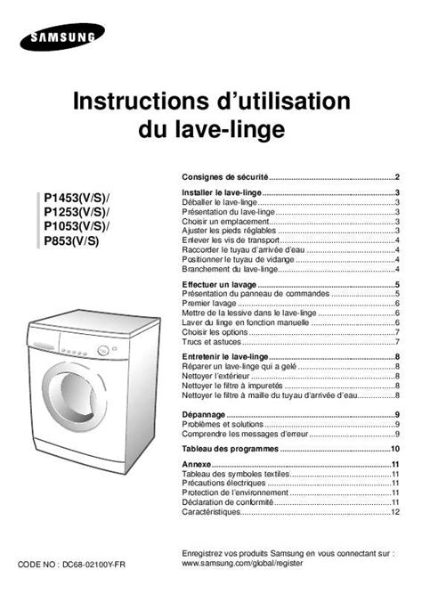 Notice Lave Linge Samsung P Trouver Une Solution Un Probl Me