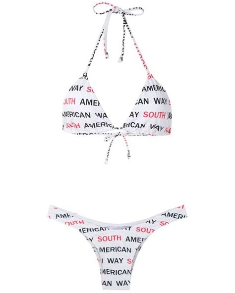 Amir Slama Logo Print Bikini Set In White Lyst UK