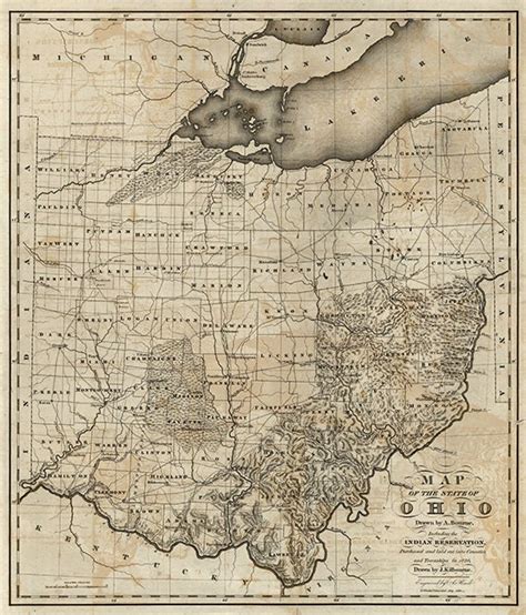 Map Of Ohio OH including county line 1820. Vintage | Etsy