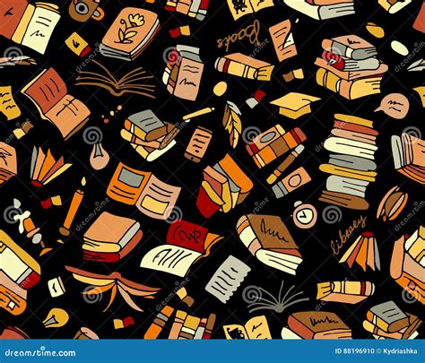 Books Collection Seamless Pattern For Your Design Stock Vector