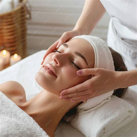 Photo Portrait Of A Young Woman Getting Having A Head Massage Facial