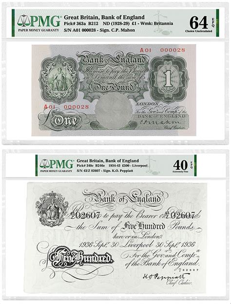 Pmg Certified Rare British Banknotes From Dauer Collection Offered In Spink