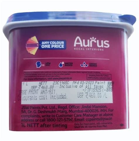 Jsw Aurus Regal Interior Paint Packaging Size Liter At Rs