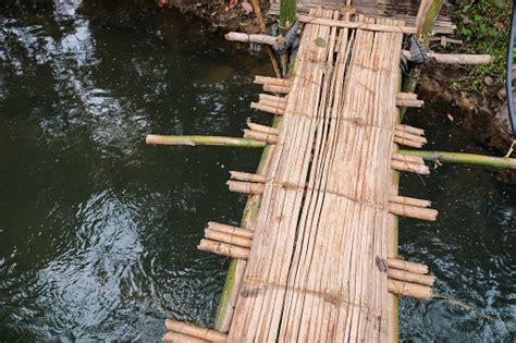 Jembatan Bambu Jembatan Bambu Di Atas Sungai Foto Stok Unduh Gambar