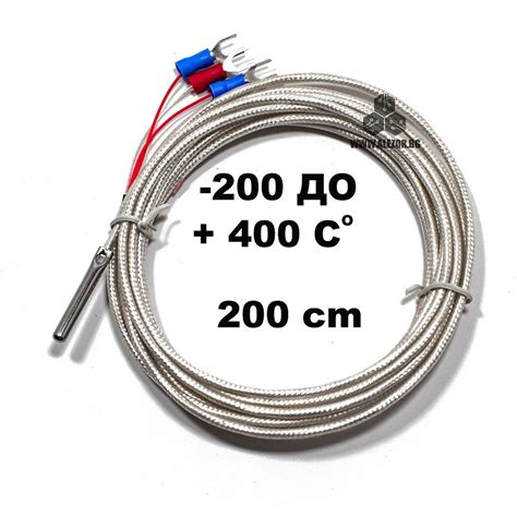 Температурен Сензор ,Терморезистор Тип Pt100 , -200 До 420 °C , 200 Cm ...