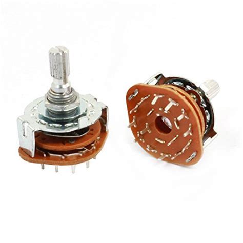 2Pcs 3P4T 3 Pole 4 Position 6mm Shaft Dia Band Selector Rotary Switch