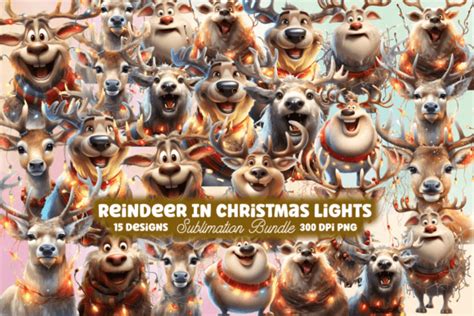 Reindeer In Christmas Lights Sublimation Graphic By CraftArt Creative