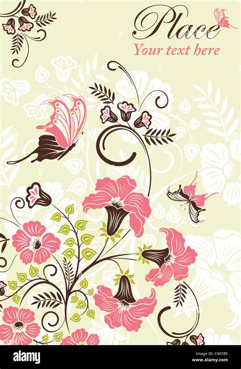 Flower Frame With Butterfly Element For Design Vector Illustration