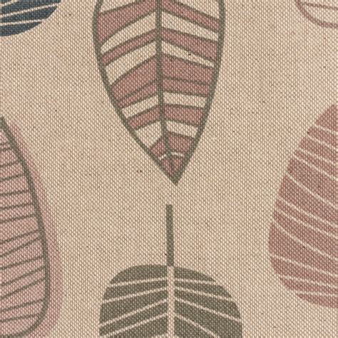 Dekostoff Halbpanama Leinenlook Scandi Retro Leaves Blaetter