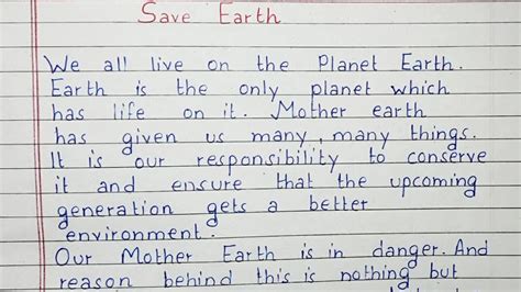 Write An Essay On Save Earth Essay Writing English YouTube